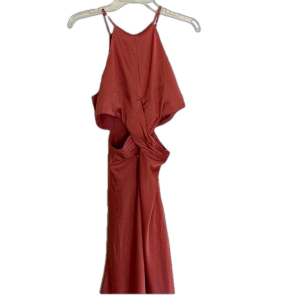 Floret Studios  Halter Neck Twist Front Cutout Satin Dress​​